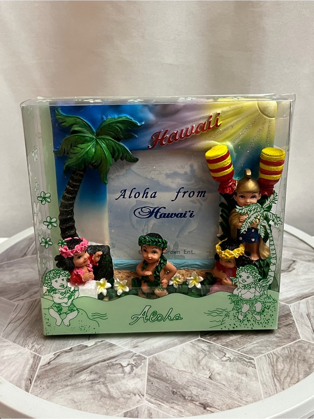Hawaii Aloha 4x6 Photo Frame Hula Kids Palm Tree Souvenir NIB Asia Crown Ent